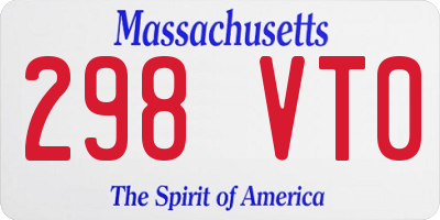 MA license plate 298VT0