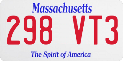 MA license plate 298VT3