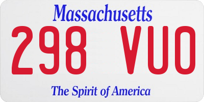 MA license plate 298VU0