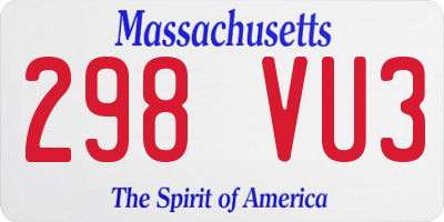 MA license plate 298VU3