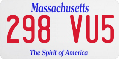 MA license plate 298VU5