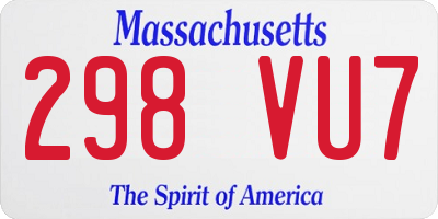 MA license plate 298VU7