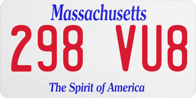 MA license plate 298VU8