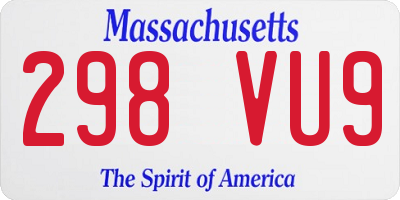 MA license plate 298VU9