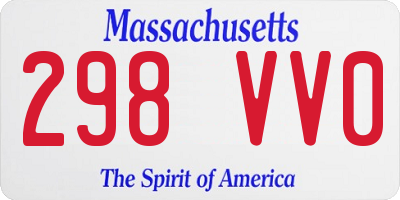 MA license plate 298VV0