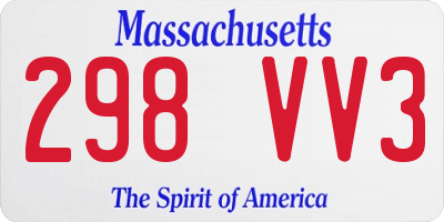 MA license plate 298VV3