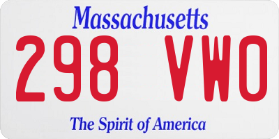 MA license plate 298VW0