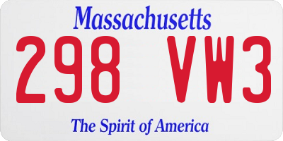 MA license plate 298VW3
