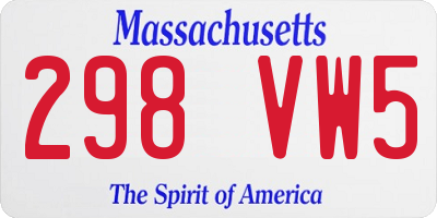 MA license plate 298VW5