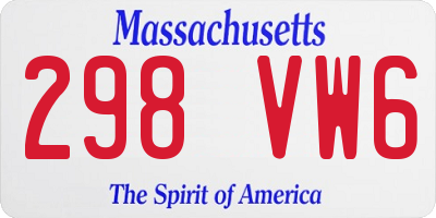 MA license plate 298VW6
