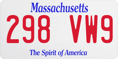 MA license plate 298VW9