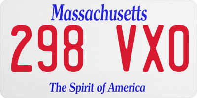 MA license plate 298VX0