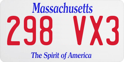 MA license plate 298VX3