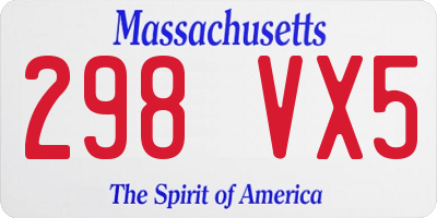 MA license plate 298VX5