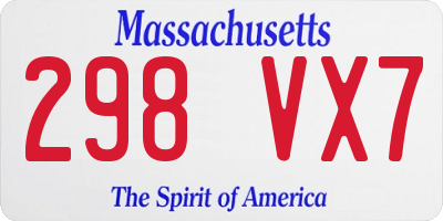 MA license plate 298VX7
