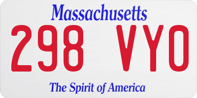 MA license plate 298VY0