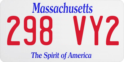 MA license plate 298VY2
