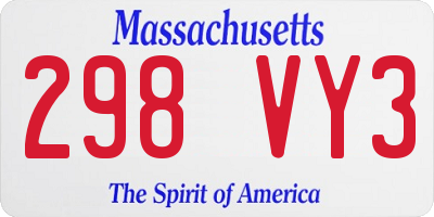 MA license plate 298VY3