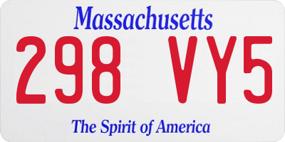 MA license plate 298VY5