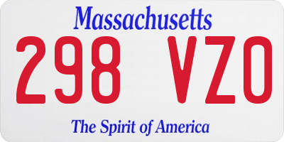 MA license plate 298VZ0