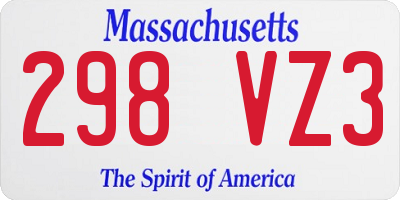 MA license plate 298VZ3
