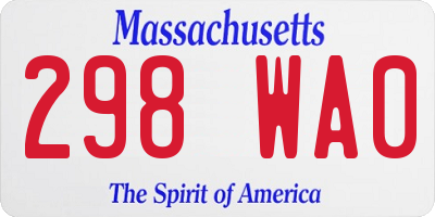 MA license plate 298WA0