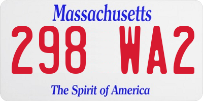 MA license plate 298WA2