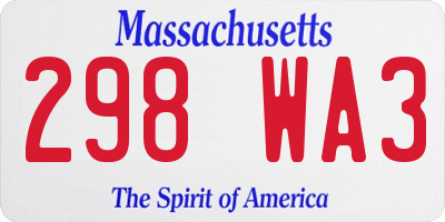 MA license plate 298WA3
