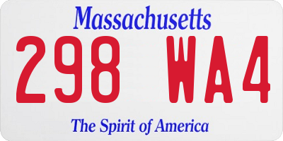 MA license plate 298WA4