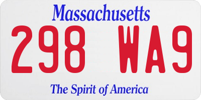 MA license plate 298WA9