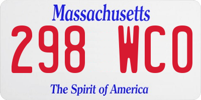 MA license plate 298WC0