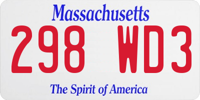 MA license plate 298WD3
