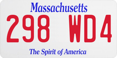 MA license plate 298WD4