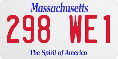 MA license plate 298WE1