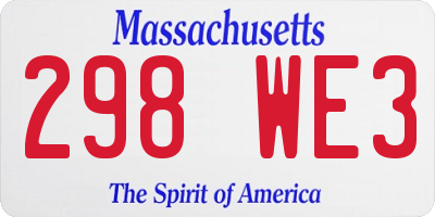 MA license plate 298WE3