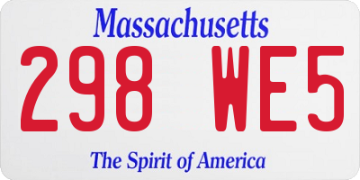 MA license plate 298WE5