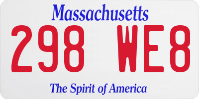 MA license plate 298WE8