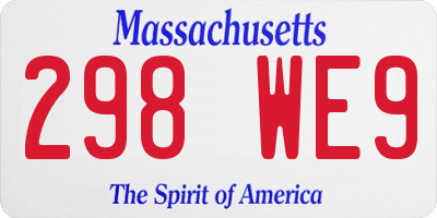 MA license plate 298WE9