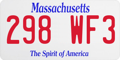MA license plate 298WF3