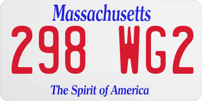 MA license plate 298WG2