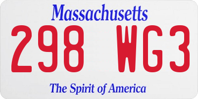 MA license plate 298WG3