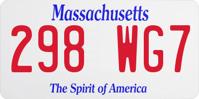 MA license plate 298WG7