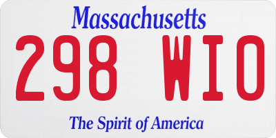 MA license plate 298WI0