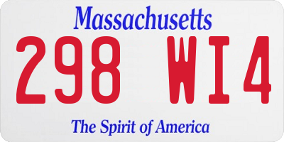 MA license plate 298WI4