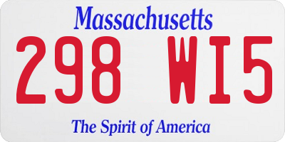 MA license plate 298WI5