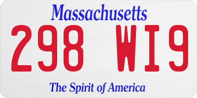 MA license plate 298WI9