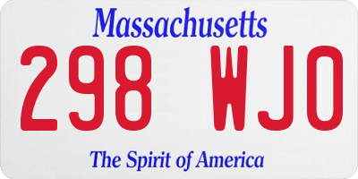 MA license plate 298WJ0