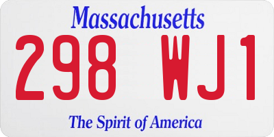 MA license plate 298WJ1