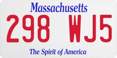 MA license plate 298WJ5