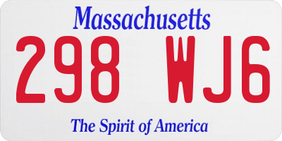 MA license plate 298WJ6